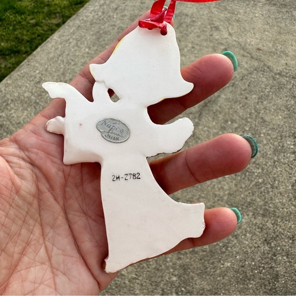 Napco Angel Ornament Girl Ceramic 4” 2H-2782 Christmas Vintage Pink Dress - Picture 2 of 5